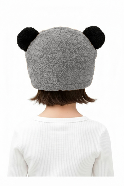 KAŞIKBEY Beret Cute Teddy Bear Panda Eared Children's Plush Beret Welsoft Windproof Hat Winter Plush Beret