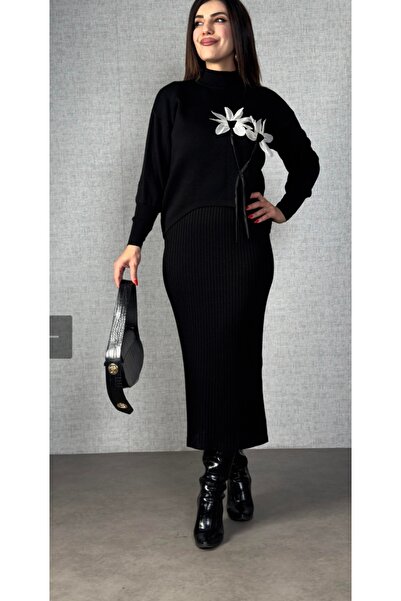 PEKA Floral Detailed Bottom Dress Suspender Gilet Two-Piece Suit