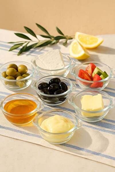 MadaMelya 6-Piece Bowl Set, Circle Handel Bowl, Breakfast Bowl, Snack Bowl