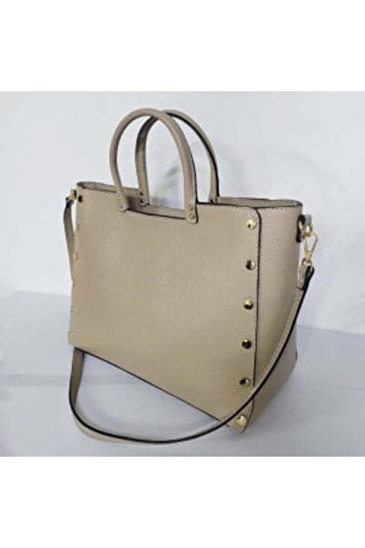 FY FashionForYou Prime Brief business bag, leather, gold metal details, Cream