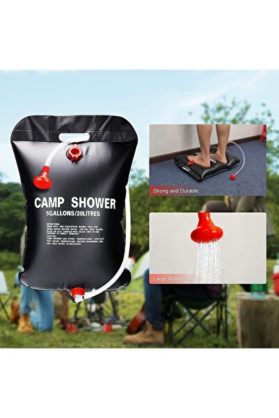 Twinkle Mart Camping Portable Solar Shower Bag, 5 Gallon/20L with On/Off Shower Head
