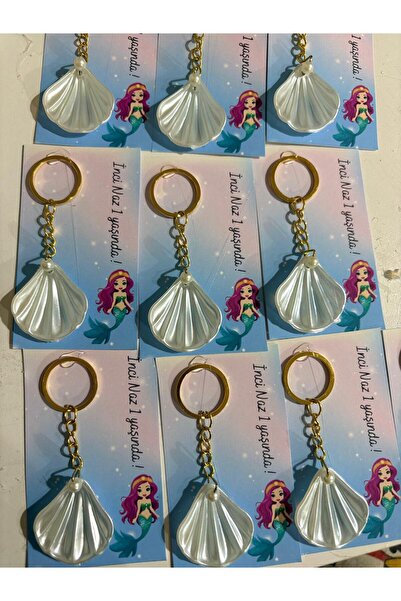 cacagift design Deniz Kızı İstiridyeli Anahtarlık 10 Adet | Doğum günü, bebek...