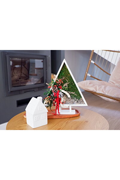 Doua fire mov Christmas arrangement, tree model 'Together for the Holidays' (two purple stems)