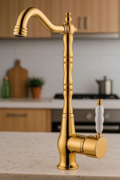 Viosa Ruby Gold Series Rustik Eskitme Antik Model Mutfak Eviye Bataryası Musl...