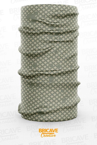 Bricave Bej Geometrik Kamuflaj Motosiklet Bandana Boyunluk Maske