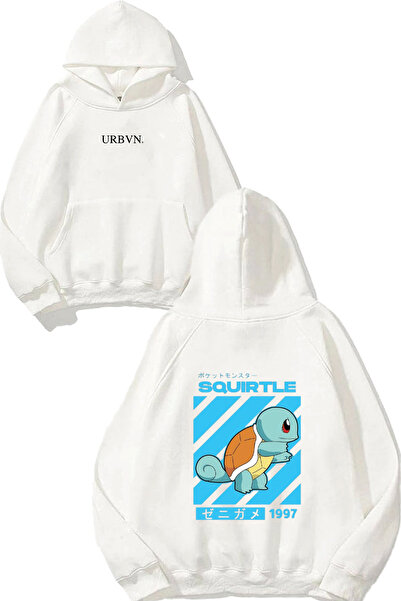 urbvn سويت شيرت سكويرتل 1997 تصميم مطبوع قصة فضفاضة أبيض بغطاء رأس