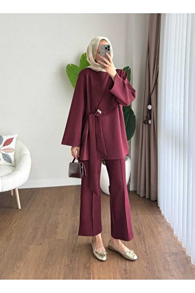 by nursel çiçek Women's Trend Side Tie Double Scuba Suit