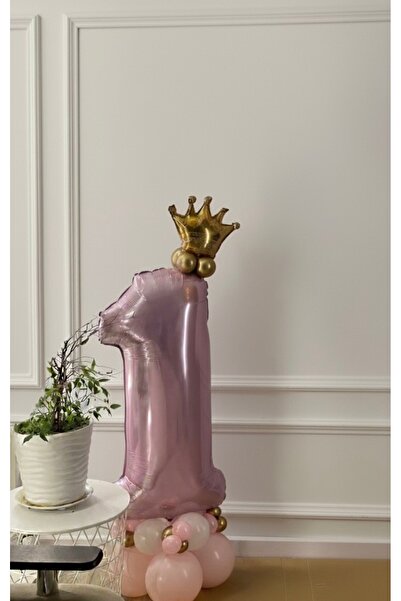 Öztürkpartievi 1 Yaş Pembe Rakam Balon Seti