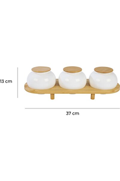 Lara Çarşı Bambum Simple 3-Piece Spice Set with Stand