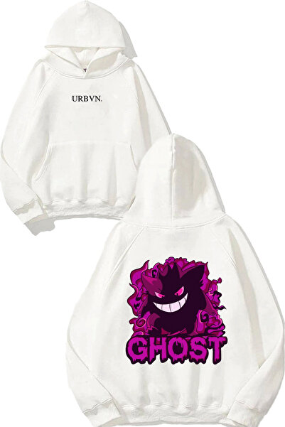 urbvn سترة رياضية بتصميم جوست بيربل مطبوع قصة فضفاضة باللون الأبيض بغطاء رأس