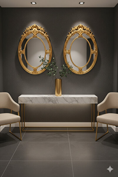 Generic Artistic mirror set with a wavy gold frame – a touch of modern luxury 80*54cm