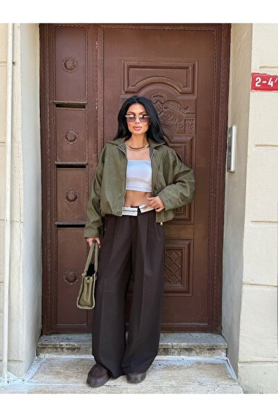 OLİSSE Kadın Oversize Süet Bomber Süet Ceket