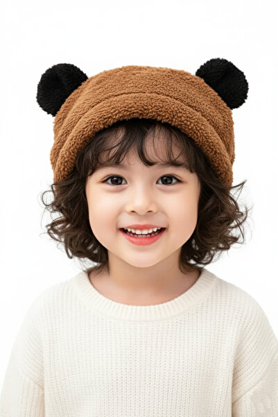 KAŞIKBEY Beret Cute Teddy Bear Panda Eared Children's Plush Beret Welsoft Windproof Hat Winter Plush Beret