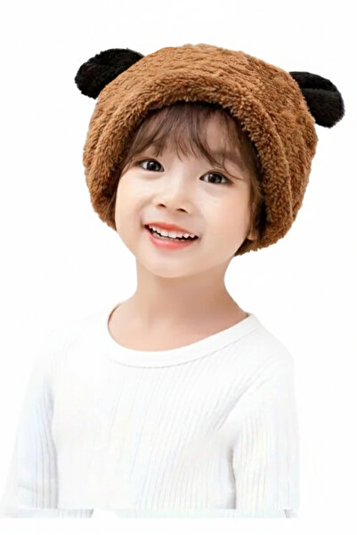 KAŞIKBEY Beret Cute Teddy Bear Panda Eared Children's Plush Beret Welsoft Windproof Hat Winter Plush Beret