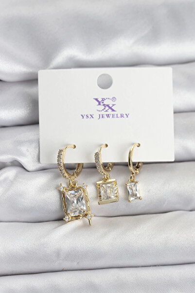 Clariss أقراط نسائية بحجر الزركون باللون الذهبي