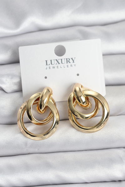 Clariss أقراط نسائية من النحاس موديل خاتم ذهبي اللون