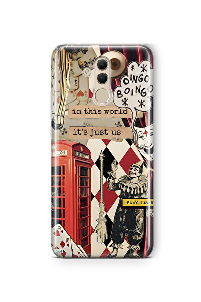 FLAMENKO حافظة هاتف شفافة بنمط كولاج متوافقة مع هاتف هواوي ميت 20 لايت