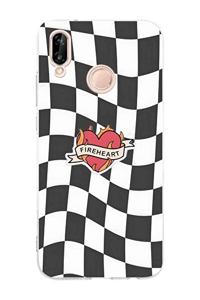 FLAMENKO حافظة هاتف شفافة بنمط مربع متوافقة مع هاتف Huawei P20 Lite