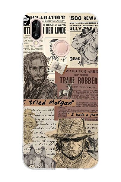 FLAMENKO Huawei P20 Lite Compatible Western Patterned Transparent Phone Case