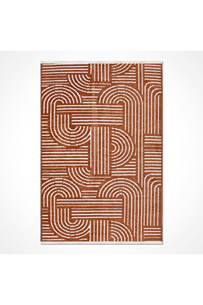 Crea Halı Rana Kiremit - Geometrik, Modern, Dokuma Halı (Özel Ölçü İmkanı)