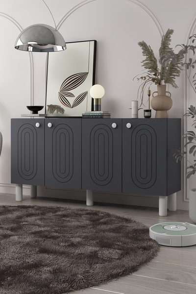 DEMONTE DECOR 8202-1DD KB150 KONSOL, TV ÜNİTESİ ANTRASİT-BEYAZ