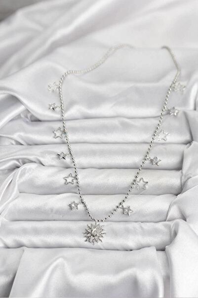 Clariss Brass Silver Color Sun Model Women's Necklace