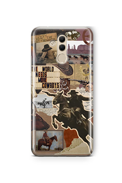 FLAMENKO حافظة هاتف شفافة بنمط كولاج غربي متوافقة مع هاتف هواوي ميت 20 لايت