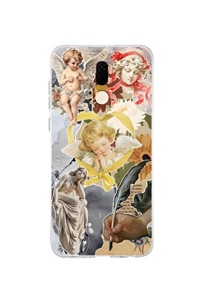 FLAMENKO حافظة هاتف شفافة متوافقة مع هاتف Huawei Mate 10 Lite بنمط الملائكة والنحت