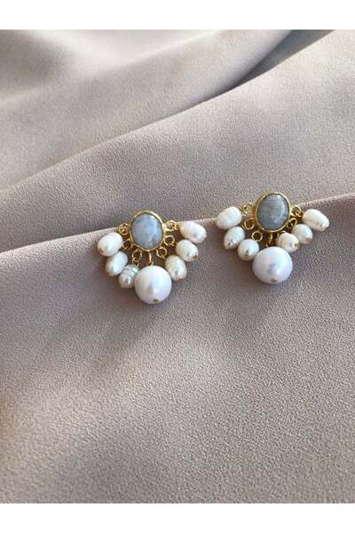 BuinJewellery Ay Taşı İnci Sarkıt Küpe