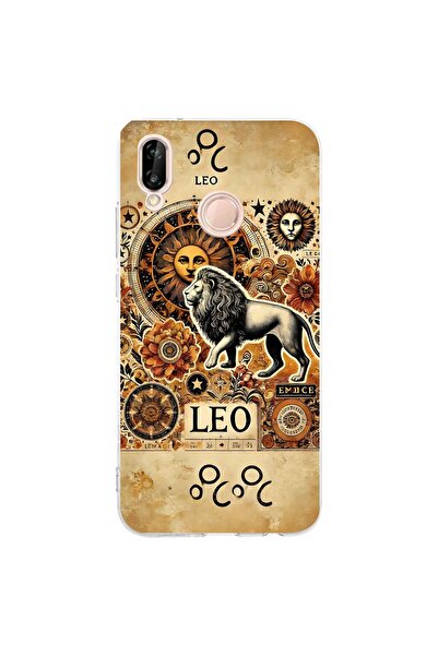 FLAMENKO حافظة هاتف شفافة بنمط برج الأسد متوافقة مع هاتف هواوي P20 لايت