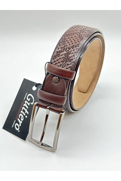 Gutiero Ανδρική ζώνη από 100% γνήσιο δέρμα καφέ κλασική