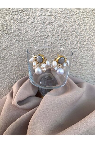 BuinJewellery Ay Taşı İnci Sarkıt Küpe