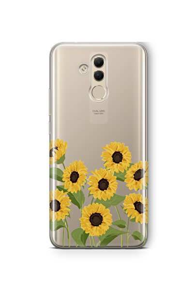 FLAMENKO حافظة هاتف شفافة متوافقة مع هواوي ميت 20 لايت بنمط أزهار الشمس