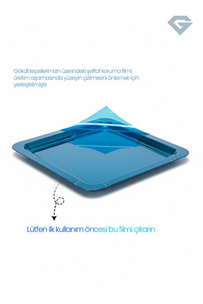 Gökdil 2 Pieces (22X22) Square Silver Color Coffee Presentation Tray