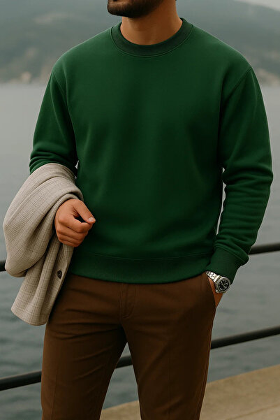 COMBİNE MİCHAİL Мъжки дебел велосипеден пуловер с широка яка Z. Зелен пуловер