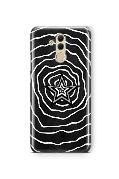 FLAMENKO حافظة هاتف شفافة متوافقة مع هاتف هواوي ميت 20 لايت بنمط نجمة باللونين الأسود والأبيض