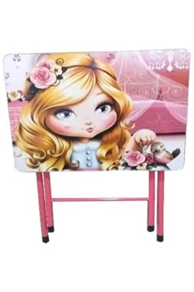 JHT Set masă și scaune pentru copii, MDF/metal, roz, 65x70x46 cm