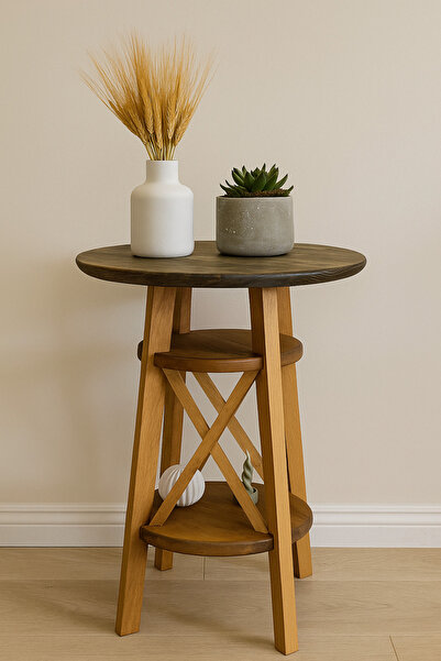 Onouqo Siena Yuvarlak Modern Rustik Retro Vintage Naturel Dekoratif Ahşap Çıt...