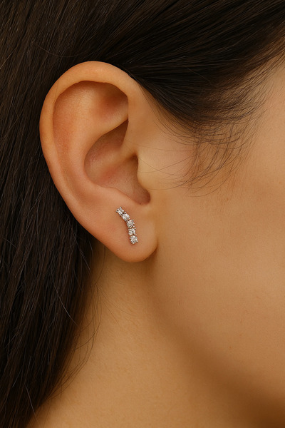 ömay takı Beş Taş Zirkon 316L Cerrahi Çelik Labret Piercing