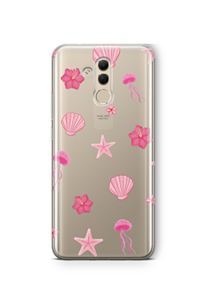 FLAMENKO حافظة هاتف شفافة بنمط البحر الوردي المتوافقة مع هاتف هواوي ميت 20 لايت