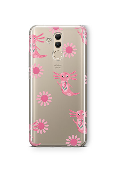 FLAMENKO حافظة هاتف شفافة بنمط أكسولوتل الوردي المتوافقة مع هاتف هواوي ميت 20 لايت