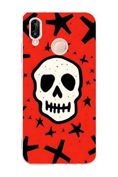 FLAMENKO حافظة هاتف شفافة متوافقة مع هواوي P20 لايت بنمط جمجمة ونجوم