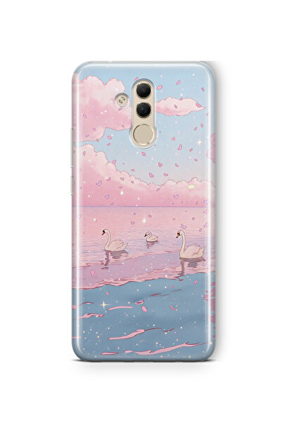 FLAMENKO حافظة هاتف شفافة متوافقة مع هاتف هواوي ميت 20 لايت بنمط السماء الورد...