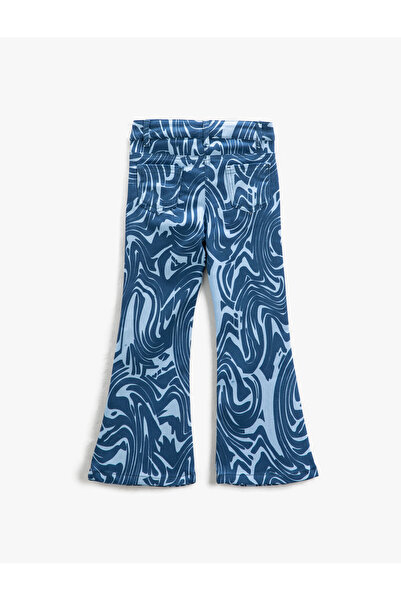 Koton Španělské kalhoty se širokými nohavicemi s abstraktním vzorem a kapsami z bavlny