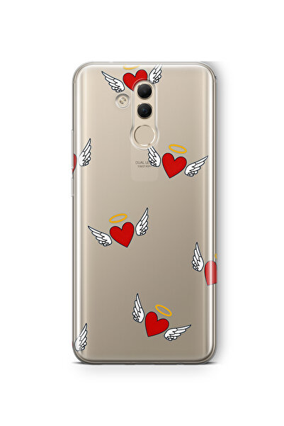 FLAMENKO حافظة هاتف شفافة متوافقة مع هاتف Huawei Mate 20 Lite بنمط قلب الملاك