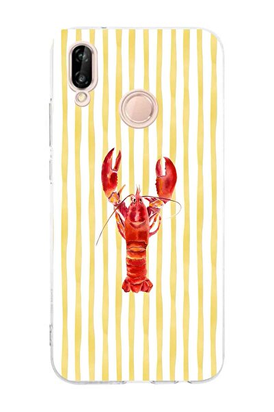 FLAMENKO حافظة هاتف شفافة بنمط جراد البحر متوافقة مع هاتف هواوي P20 لايت