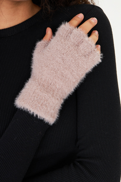OX-RA Beige Plush Soft Textured Short Finger Gloves