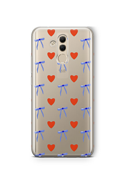 FLAMENKO حافظة هاتف شفافة متوافقة مع هاتف Huawei Mate 20 Lite بنمط قلب وشريط