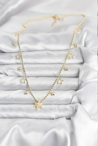 Clariss Brass Gold Color Zircon Stone Polar Star Model Women's Necklace