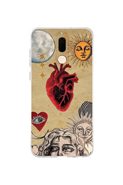 FLAMENKO حافظة هاتف شفافة بنمط الشمس والقلب متوافقة مع هاتف هواوي ميت 10 لايت